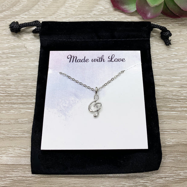 Tiny Treble Clef Necklace, Music Note Pendant, Musical Jewelry, Dancer Necklace, Music School Gift for Daughter, Musician Necklace