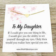 Sentimental Card, Tiny Heart Necklace, Dear Daughter Gift, Gift from Mom, Simple Reminder Gift, Going Away Gift