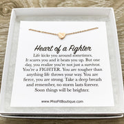 Heart of a Fighter Necklace, Dainty Heart Pendant, Inspirational Gift, Survivor Gift, Strength Necklace, Simple Reminder Gift