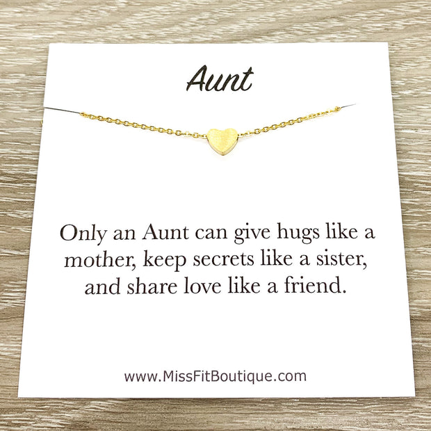Aunt Quote, Sentimental Card, Tiny Heart Necklace, Gift from Niece, Simple Reminder Gift, Aunty Gift, Thinking of You Gift, Birthday Card