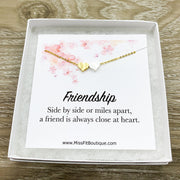 Friendship Necklace, 2 Heart Pendant Necklace, Side by Side Quote, Gift for Best Friend, Personalized Message Card, Birthday Gift