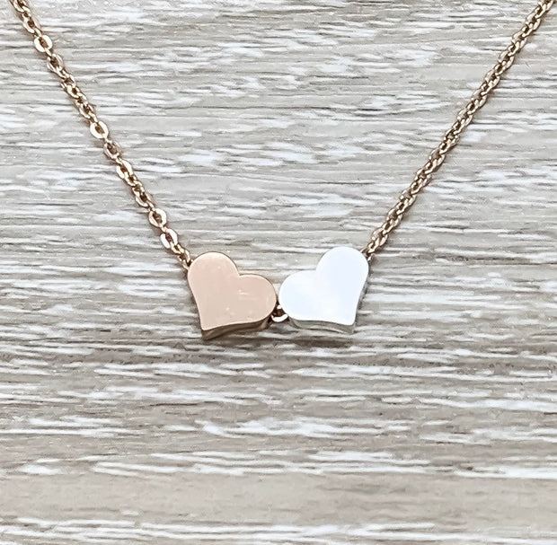 True Friendship Quote Necklace, 2 Hearts Pendant Necklace, BFF Necklace, Gift for Best Friend, Personalized Message Card, Birthday