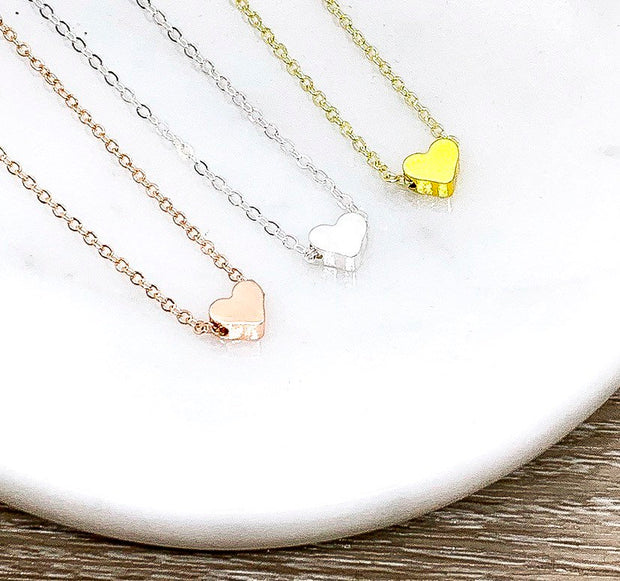 True Friendship Quote, Tiny Heart Pendant Necklace Set for 4, Matching Necklaces, Best Friend Gift, Gift for Friend, Simple Reminders