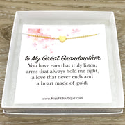 Great-Grandmother Quote, Sentimental Card, Great-Grandma Necklace, Tiny Heart Necklace, Gift from Great-Grandchildren, Great-Granddaughter