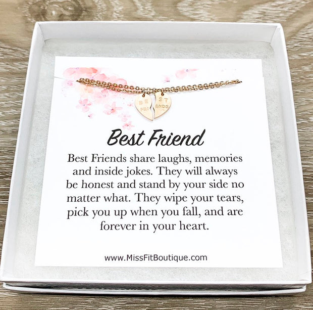 Split Hearts Necklace, Matching Friendship Necklace Set for 2, Half Heart Pendants, Best Friends Gift, Tweens BFF Gift