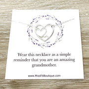 Amazing Grandmother Gift, 3 Hearts Necklace with Card, Gift from Grandson, Grandma Necklace, Birthday Gift, Gift from Daughter