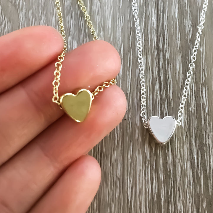 Gift for Daughter, Personalized Necklace with Card, Tiny Heart Pendant, Gift from Mom, Bonus Daughter Birthday Gift