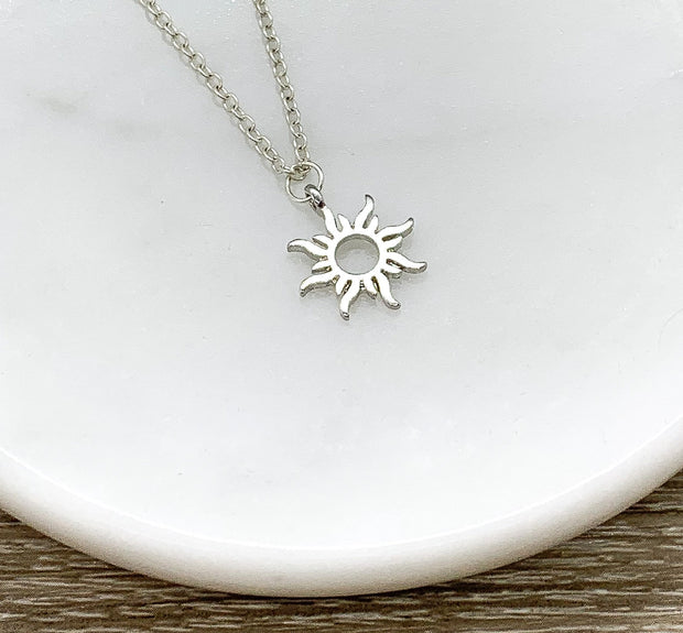 Sunshine Necklace, Silver Sun Pendant, Good Vibes Gift, Dainty Necklace, Minimal Necklace, Gifts for Her, Friendship Necklace, Celestial