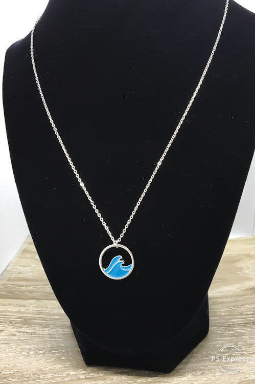 Blue Wave Necklace, Swimming Necklace, Surfing Gift, Sea Life Gift, Beach Lover Necklace, Tropical Gift, Ocean Necklace, Water Lover Gift