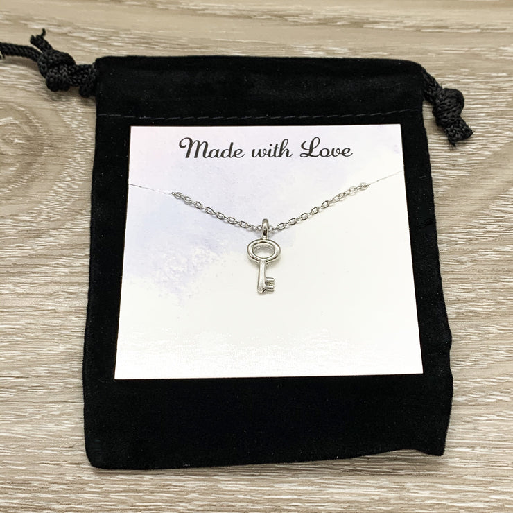 Tiny Key Necklace Set for 2, Friendship is Key, Personalized Necklace with Card,  Gift for Best Friend, Matching Necklaces, Friendship Gift