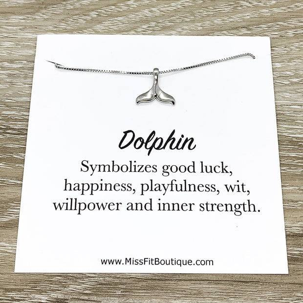 Dolphin Tail Necklace, Dolphin Jewelry Gift, Good Luck Necklace,Beach Necklace, Minimalist Gift, Ocean Gift, Beach Life, Friendship Necklace