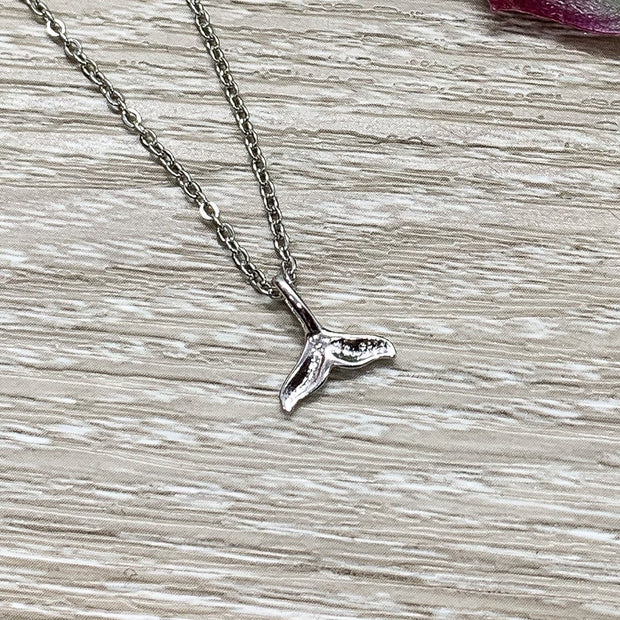 Tiny Dolphin Tail Necklace, Dolphin Jewelry Gift, Good Luck Necklace, Beach Necklace, Minimalist Gift, Ocean Gift, Beachy, Friend Necklace