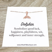 Tiny Dolphin Tail Necklace, Dolphin Jewelry Gift, Good Luck Necklace, Beach Necklace, Minimalist Gift, Ocean Gift, Beachy, Friend Necklace