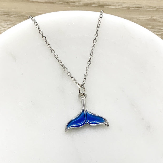 Whale Wisdom Quote, Whale Jewelry Gift, Blue Whale Tail Necklace, Beach Necklace, Minimalist Gift, Ocean Gift, Friendship Necklace