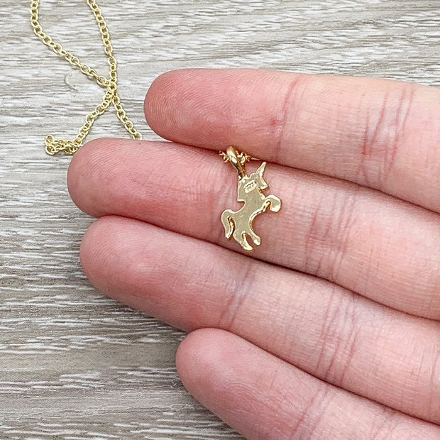 Tiny Unicorn Necklace, Whimsical Jewelry, Unicorn Jewelry, Birthday Gift, Unicorn Lover Gift, Dainty Unicorn Pendant, Gift for Little Girl