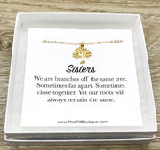 Tiny Tree Necklace, Sisters Jewelry, Branches Off the Same Tree Quote, Gift for Little Sister, Nature Lover Gift, Sister Birthday Gift