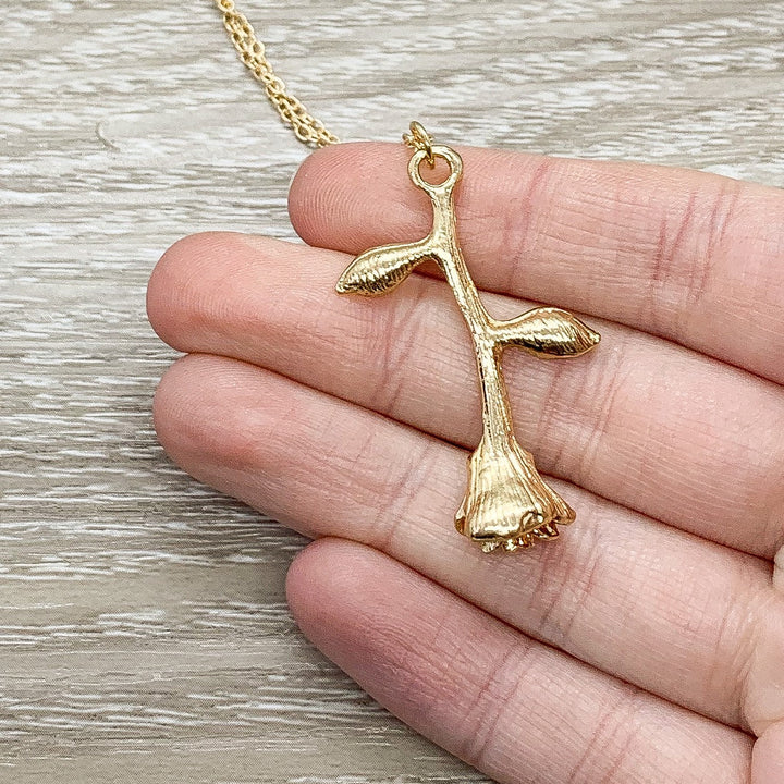 Dainty Rose Necklace, Rose Gold Flower Jewelry, Sweet Flower Necklace, Floral Jewelry, Nature Gifts, Gift from Friend, Meaningful Gift