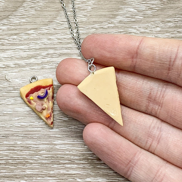 Tiny Pizza Necklace, Success Quote Card, Miniature Pizza Slice Charm, Friendship Necklace, Thoughtful Friends Gift, Pizza Jewelry
