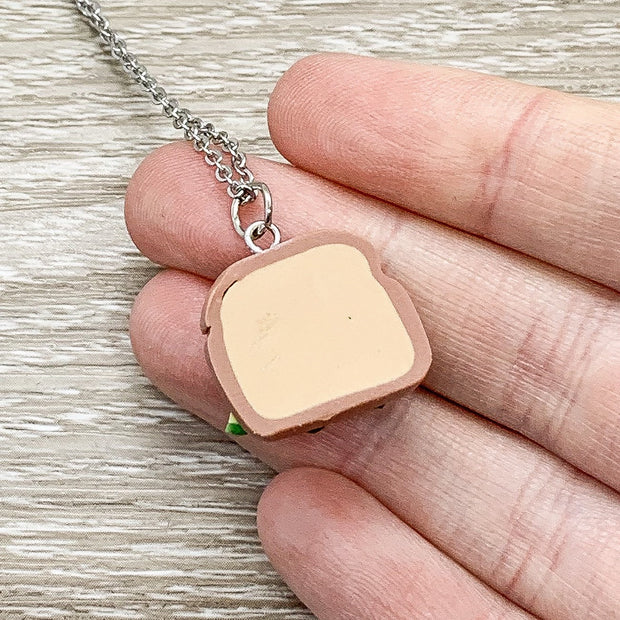 Tiny Avocado Toast Charm Necklace, You Are The Avocado To My Toast Card, Miniature Food Necklace, Friendship Gift, Cute Friends Birthday