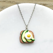 Tiny Avocado Toast Charm Necklace, You Are The Avocado To My Toast Card, Miniature Food Necklace, Friendship Gift, Cute Friends Birthday