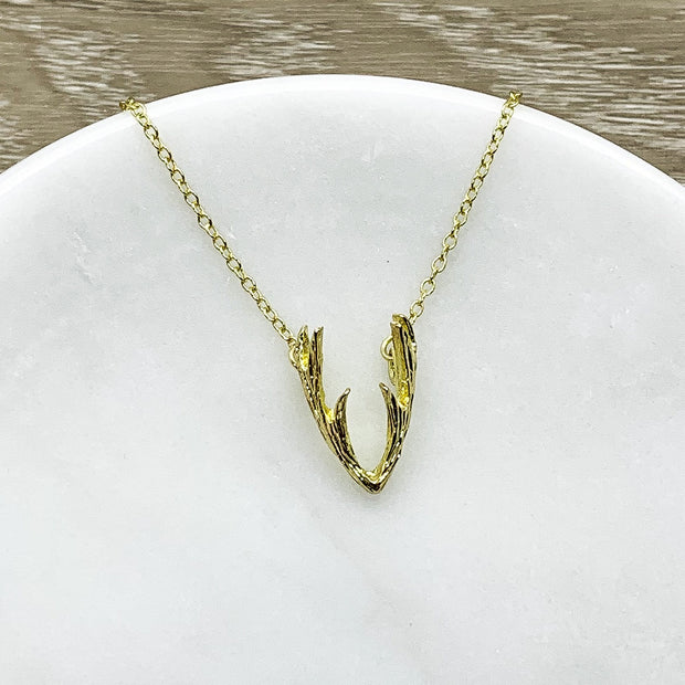 Antlers Necklace with Personalized Card, Reindeer Jewelry, Animal Lover Jewelry, Deer Necklace, Motivational Gift, Inspirational Gift, Elk