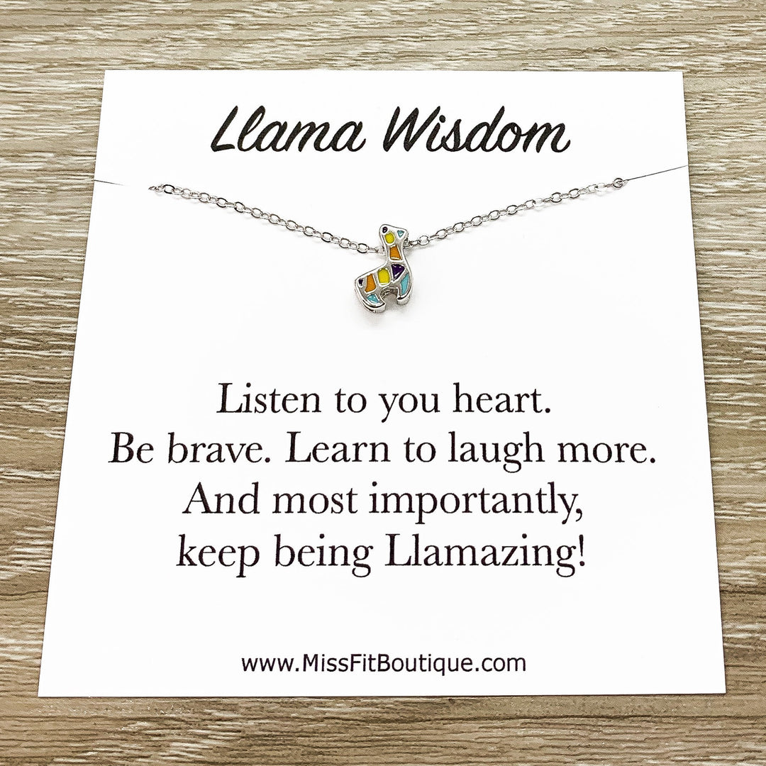 Tiny Llama Necklace, Colorful Animal Pendant, Sterling Silver Jewelry, Alpaca Jewelry, Cute Pet Necklace, Gift for Young Girl, Llamazing