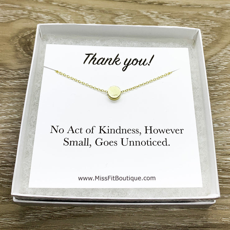 Thank You Gift, Circle Necklace, Necklace with Card, Teacher Gift, Caregiver Gift, Volunteer Gift, Hostess Gift, Intern Gift, Dog Sitter