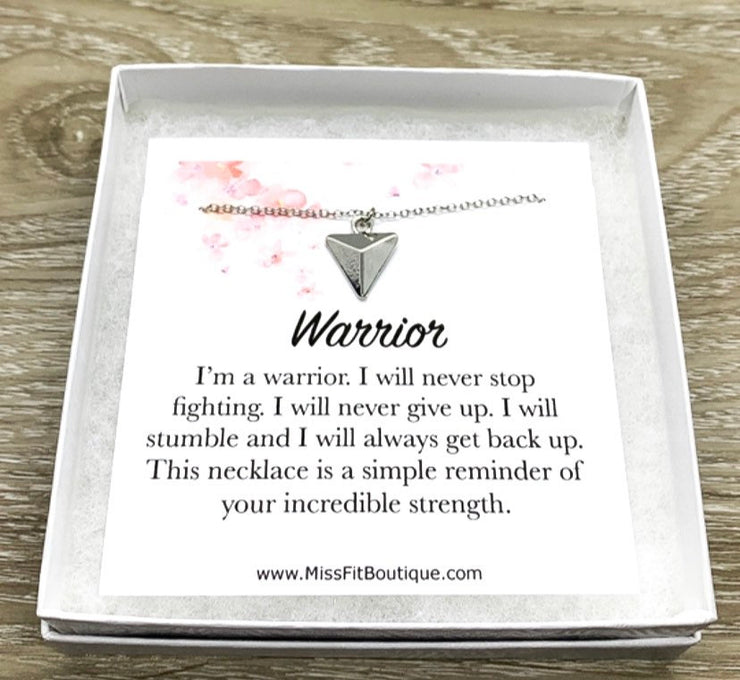 Warrior Gift, Shield Necklace, Armor Necklace with Card, Strength Gift, Fighter Jewelry, Simple Reminder Gift, Cancer Patient, Survivor