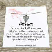 Warrior Gift, Shield Necklace, Armor Necklace with Card, Strength Gift, Fighter Jewelry, Simple Reminder Gift, Cancer Patient, Survivor