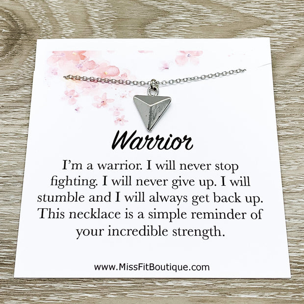 Warrior Gift, Shield Necklace, Armor Necklace with Card, Strength Gift, Fighter Jewelry, Simple Reminder Gift, Cancer Patient, Survivor