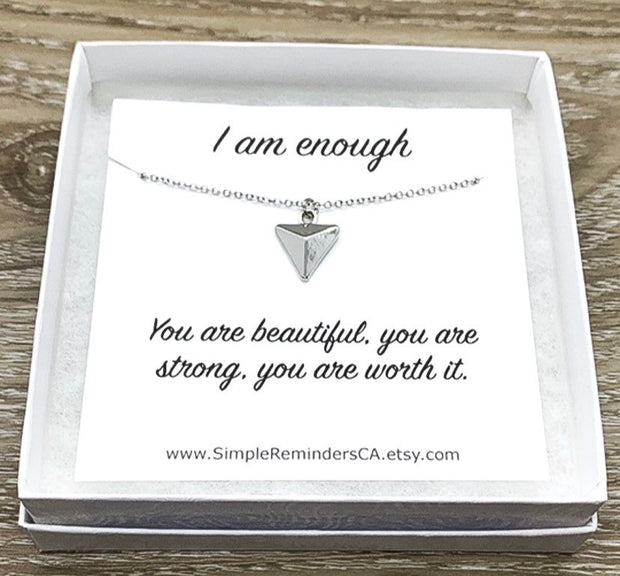 I Am Enough Gift, Shield Necklace, Armor Necklace with Card, Affirmation Gift, Strength Jewelry, Simple Reminder, I Am Strong Gift