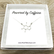 Caffeine Molecule Necklace, Powered By Caffeine, Caffeine Addict Gift, Molecular Jewelry, Coffee Gift, Coffee Jewelry, Motherhood Gift