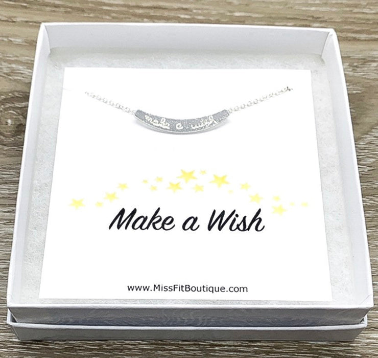 Make a Wish Necklace, Bar Necklace, Gift for Her, Delicate Necklace for Women, Gift for Friend, Gift for Daughter, Secret Santa