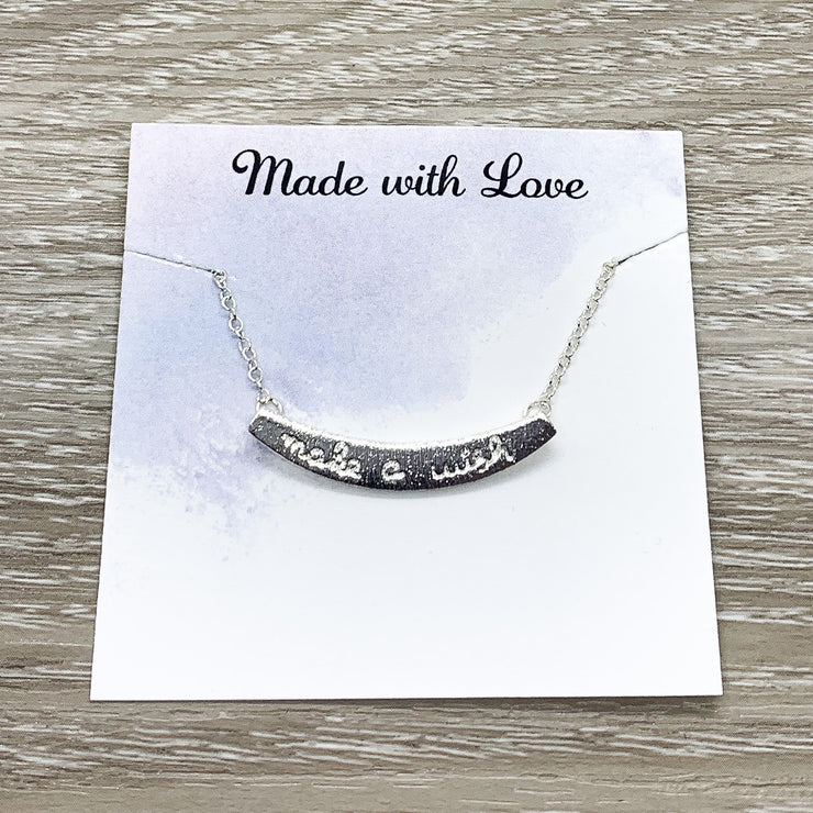 Make a Wish Necklace, Bar Necklace, Gift for Her, Delicate Necklace for Women, Gift for Friend, Gift for Daughter, Secret Santa