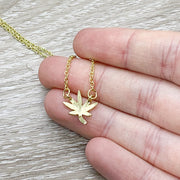Gold Leaf Necklace, Cannabis Pendant, Weed Jewelry, Hippie Necklace, Marijuana Leaf Necklace, Cannabis Gift,  Pot Jewelry Gift