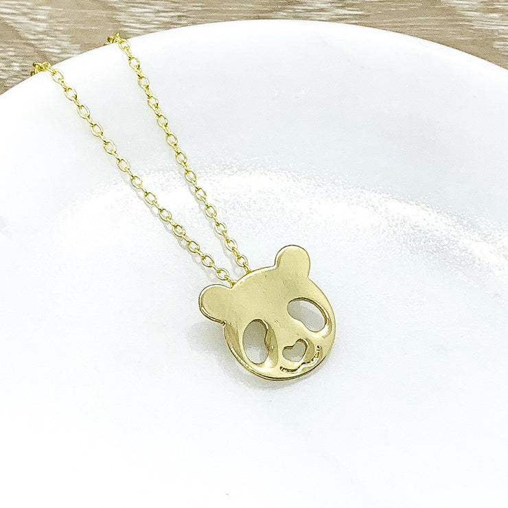 Panda Necklace Gold, Panda Head Pendant, Wild Animal Necklace, Animal Lover Gift, Gift for Little Girl, Zoo Jewelry, Birthday Gift for Her