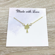 Gold Palm Tree Necklace, Dainty Necklace, Mini Charm Necklace, California Necklace, Beach Jewelry, Gift for Her, Tropical Pendant