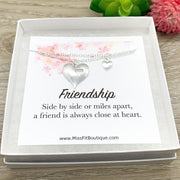 Heart Necklace Set for 2, Friendship Necklaces, Side by Side Quote, Bestie Gift, Shareable Necklaces, Birthday Gift, Long Distance Friends