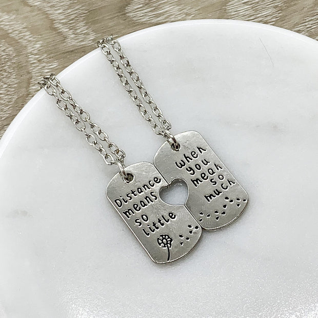 Distance Means So Little Quote, Long Distance Friends Gift Set for 2, Matching Friendship Gifts, Gift for Best Friend, Birthday