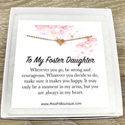 Sentimental Card, Tiny Heart Necklace, Foster Daughter Gift, Gift from Foster Mom, Simple Reminder Gift, Going Away Gift