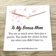 Bonus Mom Gift, Sentimental Card, Unbiological Mother Gift, Heart Necklace, Gift for Mother in Law, Simple Reminder Gift, Gift from Bride