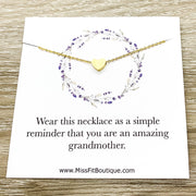 Grandmother Gift, Sentimental Card, Grandma Necklace, Tiny Heart Necklace, Gift from Grandchildren, Granddaughter Gift, Simple Reminder Gift