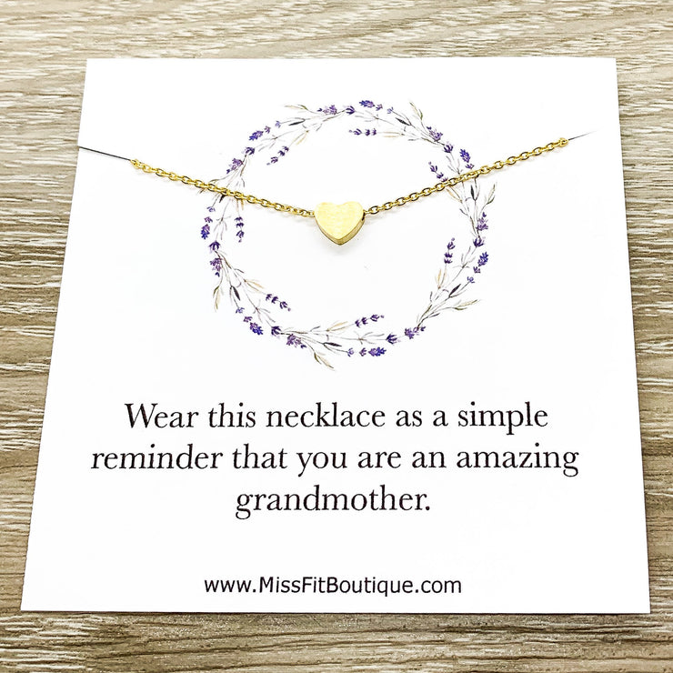 Grandmother Gift, Sentimental Card, Grandma Necklace, Tiny Heart Necklace, Gift from Grandchildren, Granddaughter Gift, Simple Reminder Gift