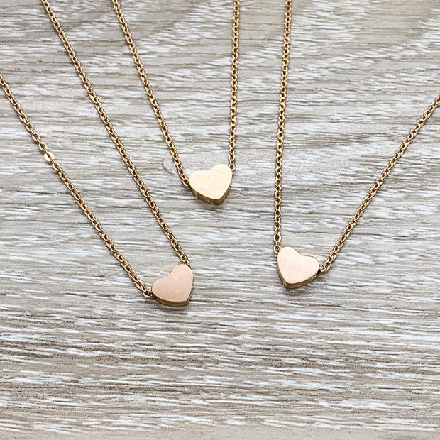 True Friendship Quote, Matching Heart Necklace Set for 3, Long Distance Friends, Simple Reminder Gift, Gift for Bestie, Gift for Best Friend