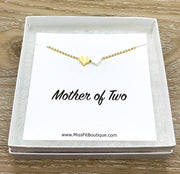 Mother of Two Necklace with Card, Multiple Hearts Necklace, 2 Heart Pendants, Gift for Mom from Kids, Gift for Mama, Mother Birthday