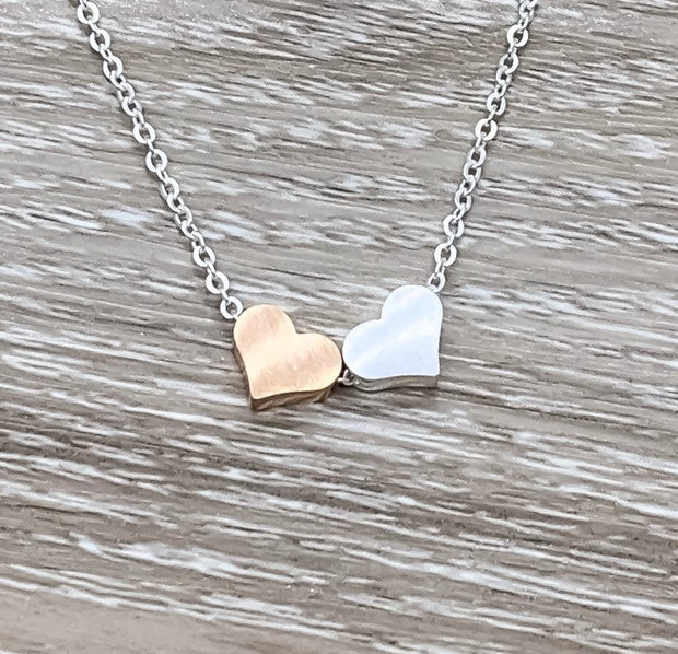 True Friendship Quote Necklace, 2 Hearts Pendant Necklace, BFF Necklace, Gift for Best Friend, Personalized Message Card, Birthday