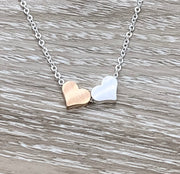 Friendship Necklace, 2 Heart Pendant Necklace, Side by Side Quote, Gift for Best Friend, Personalized Message Card, Birthday Gift