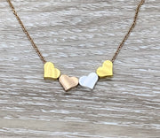 True Friendship Quote Necklace, 4 Hearts Pendant Necklace, BFF Necklace, Gift for Best Friend, Personalized Message Card, Birthday
