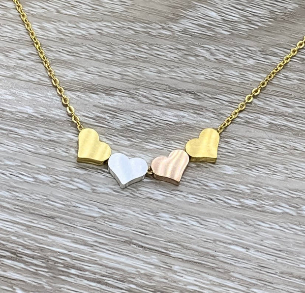 True Friendship Quote Necklace, 4 Hearts Pendant Necklace, BFF Necklace, Gift for Best Friend, Personalized Message Card, Birthday