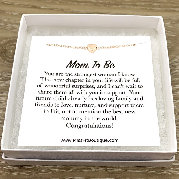 Mom to Be Quote, Congratulations Card, Tiny Heart Necklace, New Baby Gift, New Mom Jewelry, New Mother Gift, Encouragement Jewelry